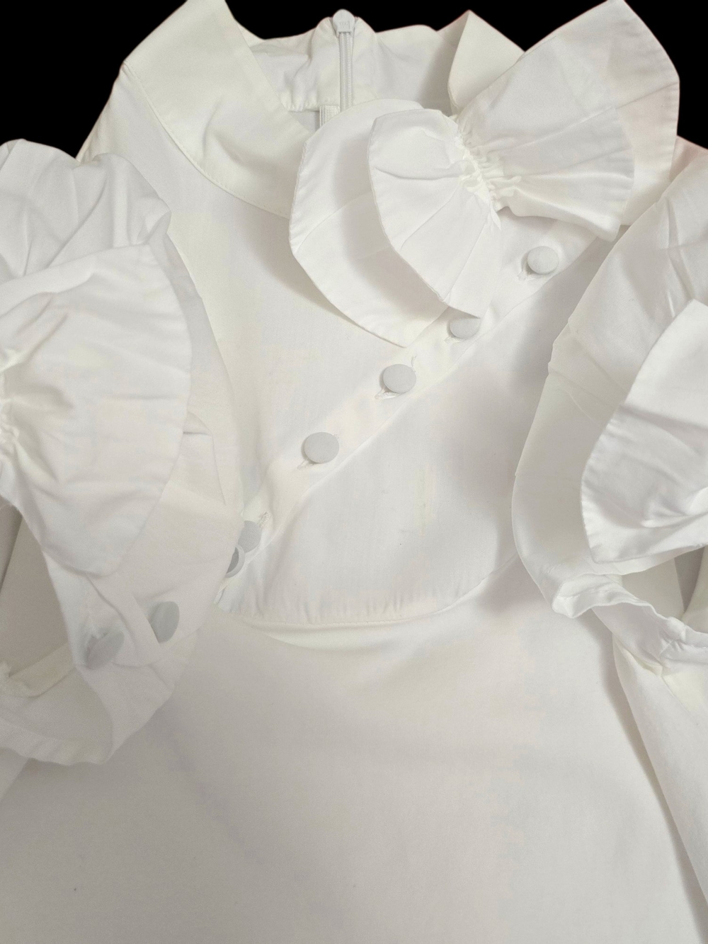 ANNE FONTAINE Bow White Puff Sleeve Bow-Front Blouse Small FR40 - Picture 3 of 7